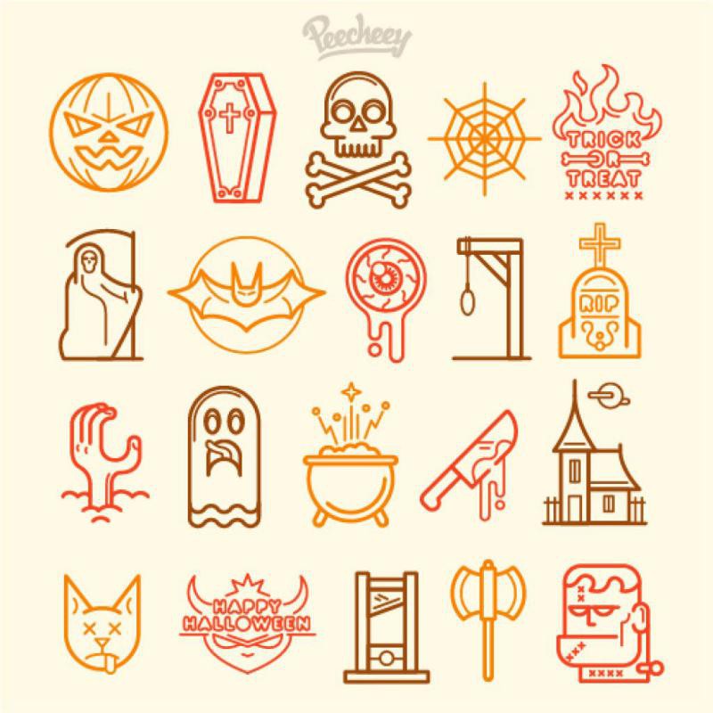 31 Halloween-icon-set-line-design